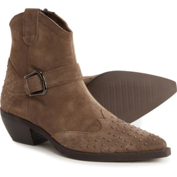 NWOB Emanuele Crasto Suede Studded Western Ankle Boot - Picture 1 of 8